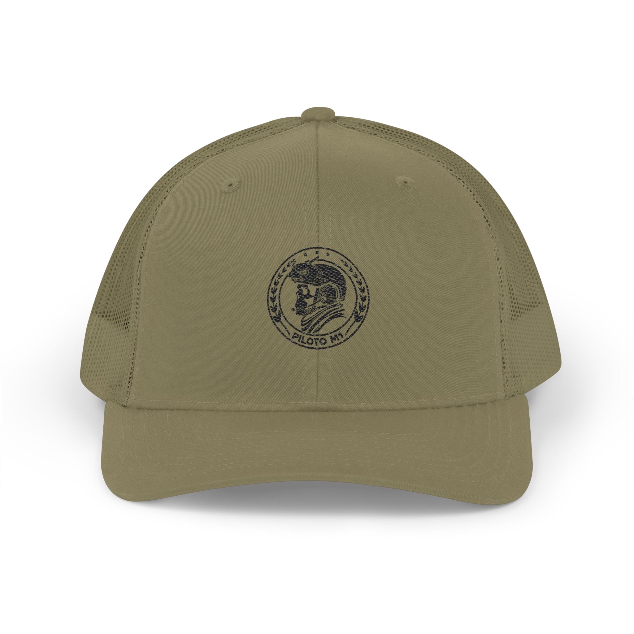 Gorra Trucker GhostPilot con Bordado – Gris / Verde | PILOTO M1